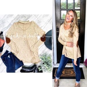 Choker neck top with elbow patches!